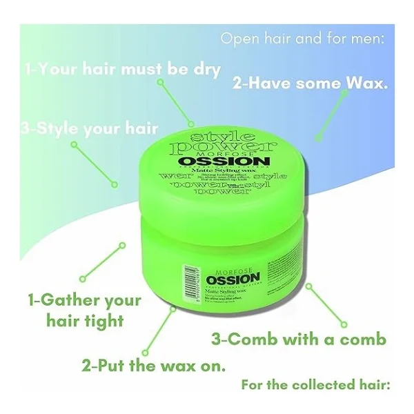Ossion Matte Styling Wax Yeşil 100 Ml - Görsel 5
