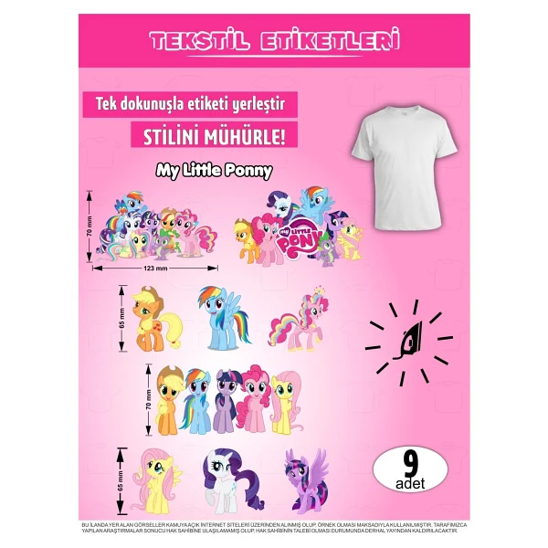 Agg Reklam Ütü İle Yapışan Kıyafet Etiketi Pony 9lu Set - Görsel 5