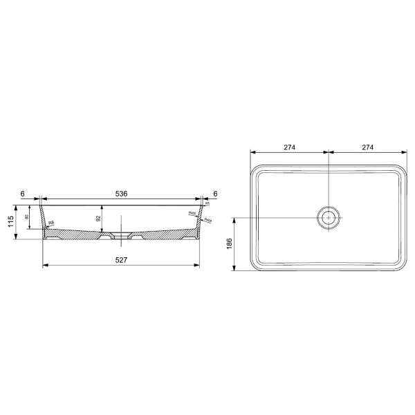 Bocchi Sottile Slim Line 1476-001-0125 55 Cm Parlak Beyaz Tezgah Üstü Lavabo - Görsel 2