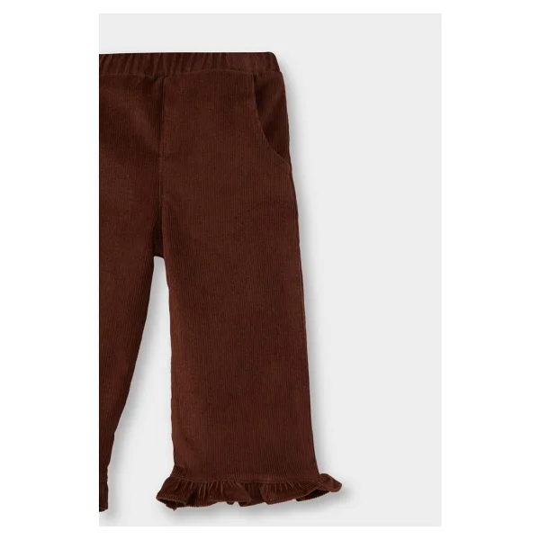 Defacto Beli Lastikli Wide Leg Düz Paça Kadife Pantolon Kız Bebek G1665a525wn - Kahve-Bn319 - 3 - 4 Yaş - Görsel 2