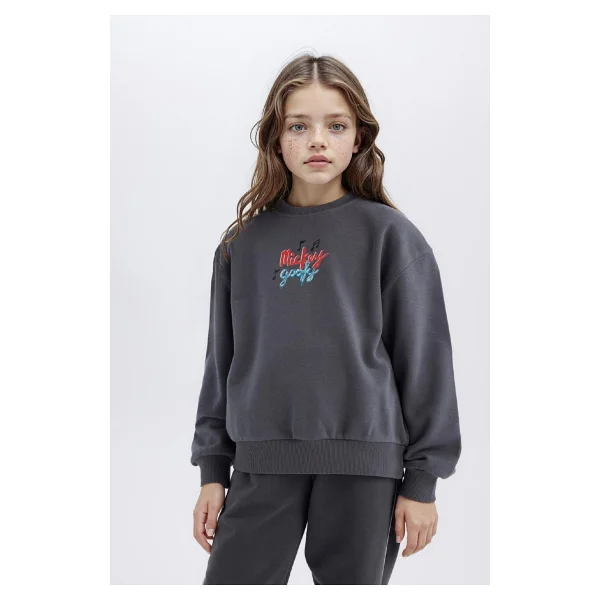 Defacto Kız Çocuk Disney Mickey Mouse &Friends Oversize Geniş Kalıp Kapüşonlu Sırt Baskılı Sweatshirt D4378a824wn - 13 - 14 Yaş - Antrasit-Ar148 - Görsel 10
