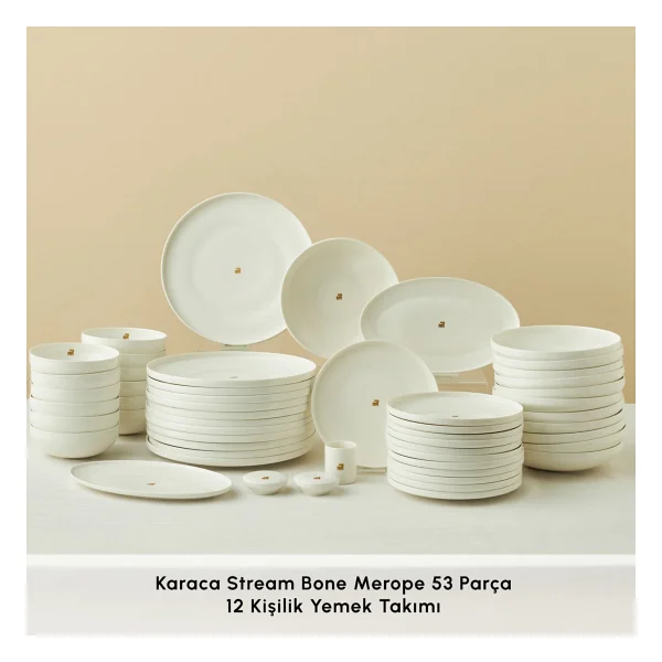 Karaca Stream Bone Merope 53 Parça 12 Kişilik Yemek Takımı - Görsel 3
