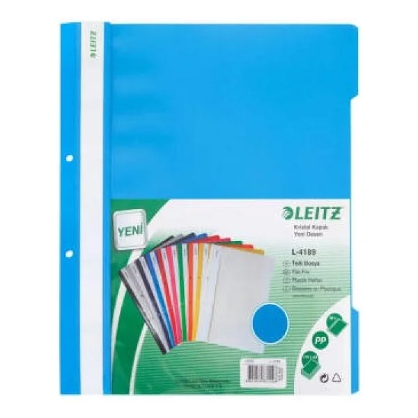 Leitz Telli Dosya, 10 Adet, 50'li Paket, A4, 2 Delikli, Mavi - Görsel 3