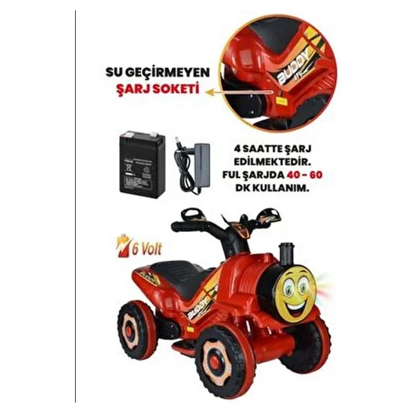 Uj Toys Buddy Kırmızı 6 V Akülü Atv - Görsel 7