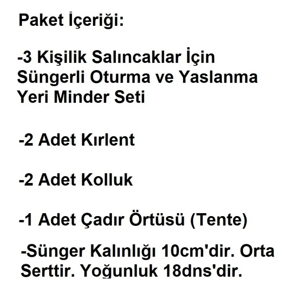 Mandaş Süngerli 3 Kişilik Salıncak Minder Seti (Pamuklu Kumaş)-İngiliz Gülü Pembe - Görsel 4
