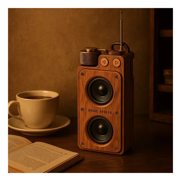 Coverzone 19cm Retro Ahşap Tasarımlı Bluetooth Hoparlör - 5w Güçlü Ses, 5.0 Kablosuz Bağlantı, 1500 mAh Şarjlı Batarya, Fm Radyolu, USB/Tf Kart Destekli, Taşınabilir Nostaljik Müzik Kutusu A8 - Görsel 6