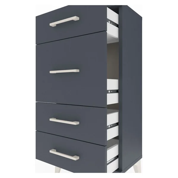 Dienni Arges Komodin 4 Çekmeceli 44x30x96 Antrasit-Antrasit - Görsel 5