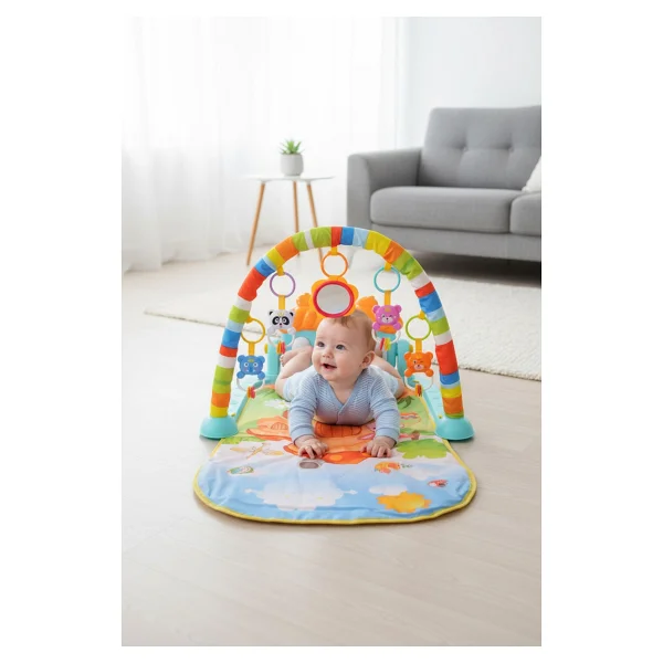 Hak-İş Oyuncak Piyanolu Mantar Desenli Bebek Oyun Halısı - 0+ Ay, Hayvan Figürlü - Mavi - 76 x 60 x 45 cm - Görsel 4