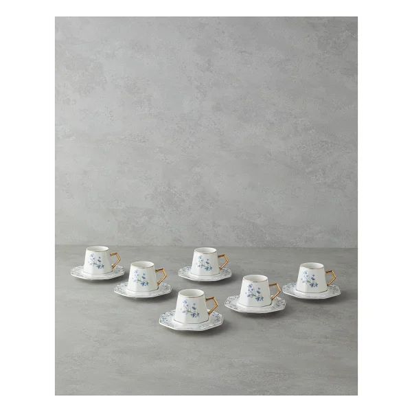 English Home Lavendpetal New Bone China 12 Parça 6 Kişilik Kahve Fincan Takımı 80 Ml Mavi - Görsel 5