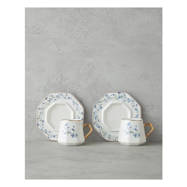 English Home Lavendpetal New Bone China 12 Parça 6 Kişilik Kahve Fincan Takımı 80 Ml Mavi - Görsel 2