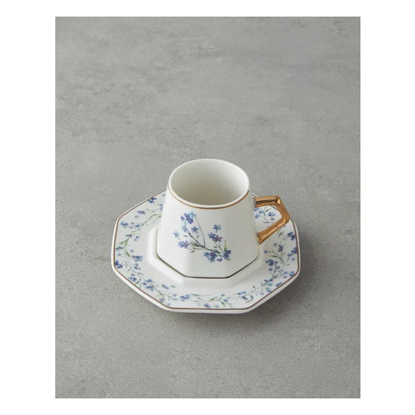 English Home Lavendpetal New Bone China 12 Parça 6 Kişilik Kahve Fincan Takımı 80 Ml Mavi - Görsel 3
