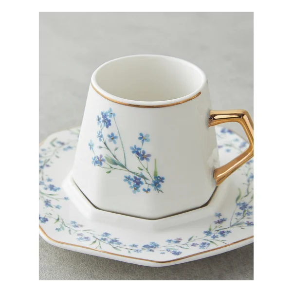 English Home Lavendpetal New Bone China 12 Parça 6 Kişilik Kahve Fincan Takımı 80 Ml Mavi - Görsel 4