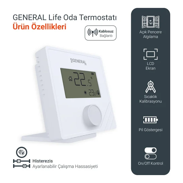 General Life Mitra Ht25 Rf Kablosuz Oda Termostatı - Görsel 3