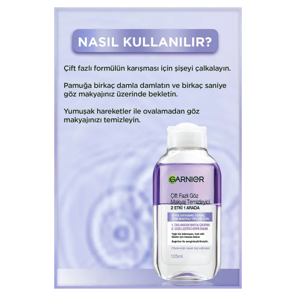 Garnier Çift Fazlı 2 Etki 1 Arada 125 Ml Göz Makyaj Temizleme Suyu - Görsel 9