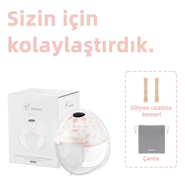 Bebebao P8 Pro 180 Ml Çiftli Giyilebilir Elektrikli Göğüs Pompası - Görsel 8
