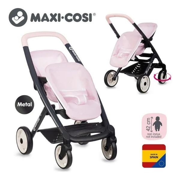 Smoby Maxi-Cosi & Quinny Oyuncak İkiz Bebek Arabası Pembe 253217 - Görsel 4