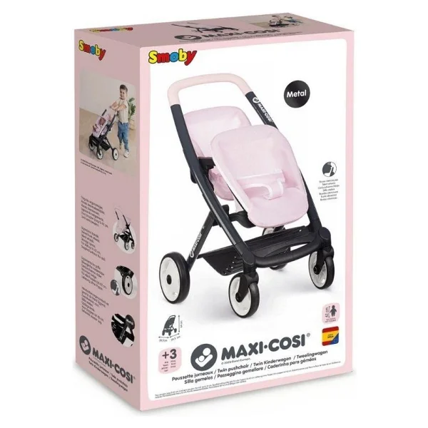 Smoby Maxi-Cosi & Quinny Oyuncak İkiz Bebek Arabası Pembe 253217 - Görsel 6