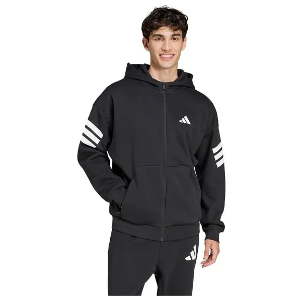 Adidas Future Icons 3-Stripes Full-Zip Jd4827 Siyah Erkek Eşofman Üstü - Görsel 6
