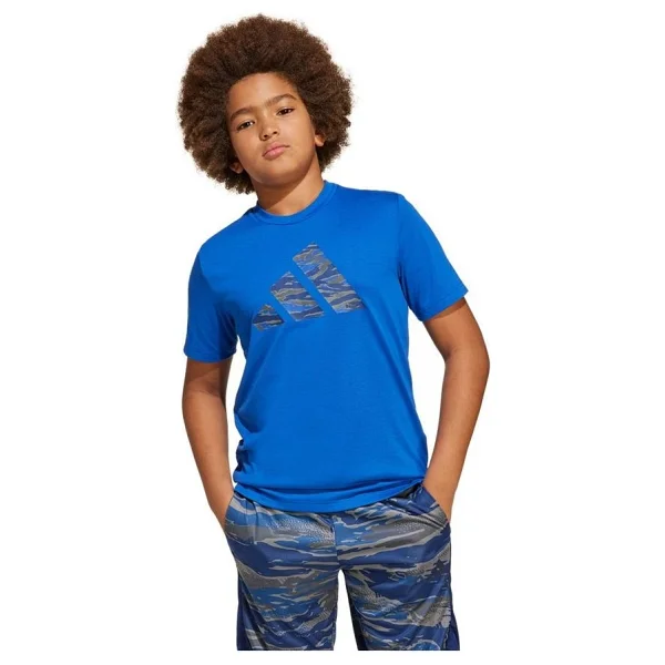 Adidas Train Essentials Camo-Print Jı6109 Mavi Kısa Kollu Bisiklet Yaka Çocuk Tişört - Görsel 2