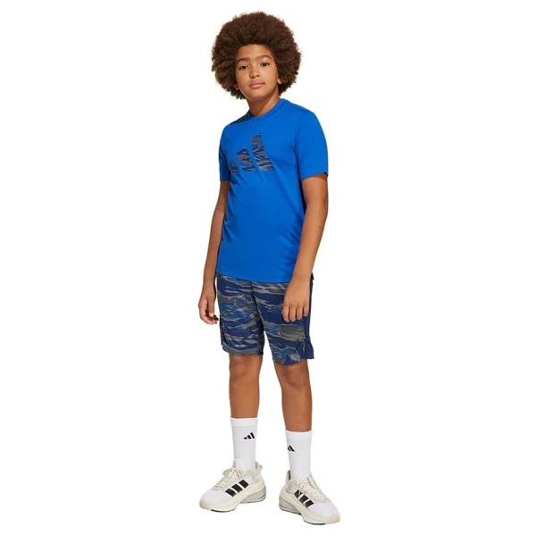 Adidas Train Essentials Camo-Print Jı6109 Mavi Kısa Kollu Bisiklet Yaka Çocuk Tişört - Görsel 4