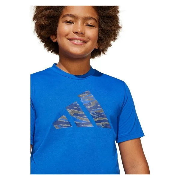 Adidas Train Essentials Camo-Print Jı6109 Mavi Kısa Kollu Bisiklet Yaka Çocuk Tişört - Görsel 5