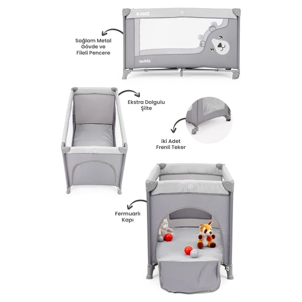 Kanz Teddy 60x120 Cm Oyun Parkı Ve Park Yatak - Görsel 2