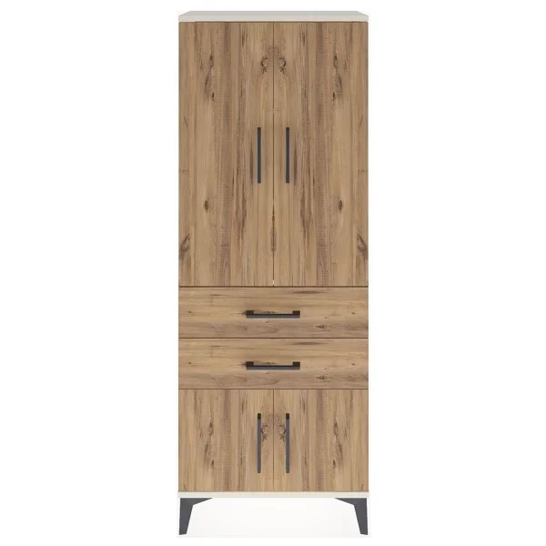 Dienni Arges Dolap 3 Raflı 4 Çekmeceli 2 Kapaklı 60x30x163 Aytaşı-Çam - Krem - Görsel 6
