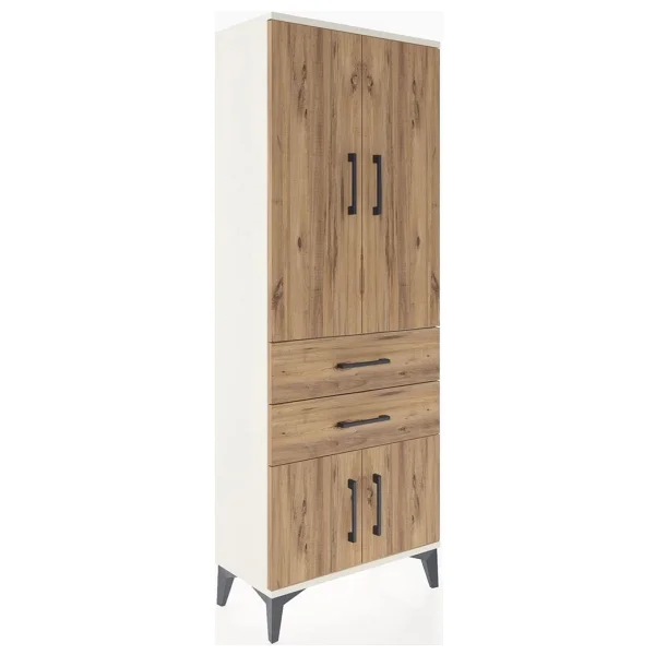 Dienni Arges Dolap 3 Raflı 4 Çekmeceli 2 Kapaklı 60x30x163 Aytaşı-Çam - Krem - Görsel 2