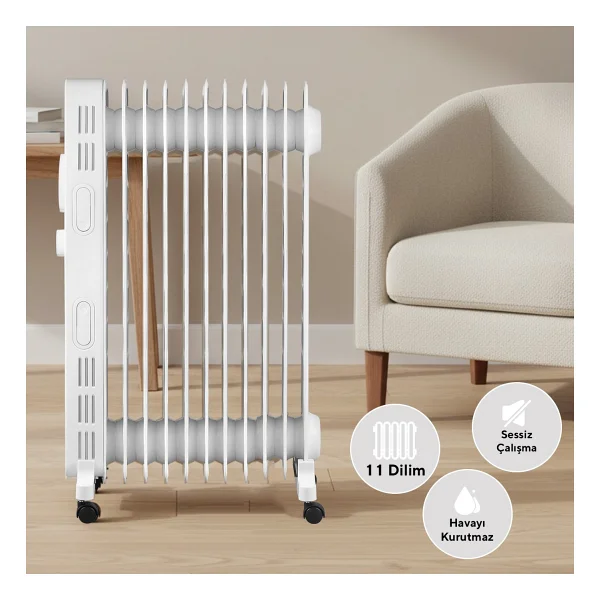 Kumtel Kum-1230s 11 Dilim 2300 W Beyaz Yağlı Radyatör - Görsel 6