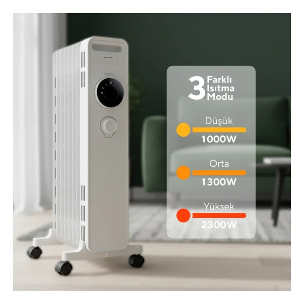 Kumtel Kum-1230s 11 Dilim 2300 W Beyaz Yağlı Radyatör - Görsel 7