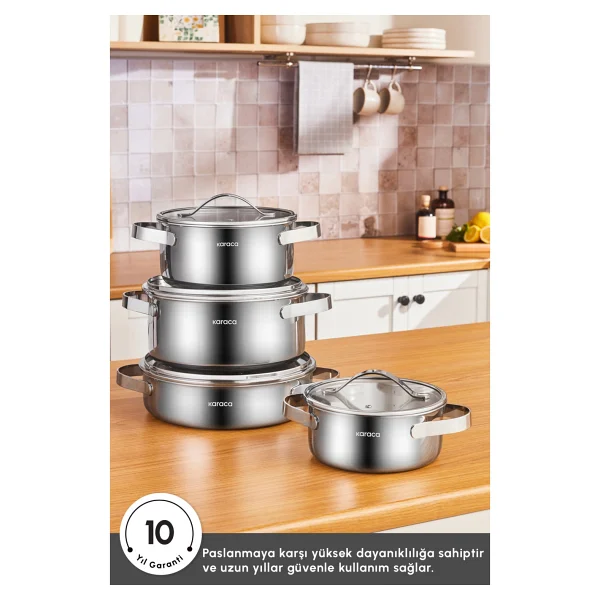 Karaca Power Steel 316+ 3ply Discovery İndüksiyon Tabanlı 8 Parça Çelik Tencere Seti - Görsel 5