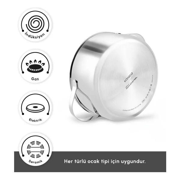 Karaca Power Steel 316+ 3ply Discovery İndüksiyon Tabanlı 8 Parça Çelik Tencere Seti - Görsel 6