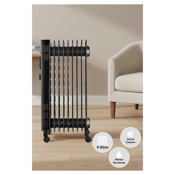 Kumtel Kum-1225s 9 Dilimli 2000 W Siyah Yağlı Radyatör - Görsel 5