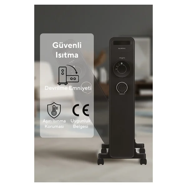 Kumtel Kum-1225s 9 Dilimli 2000 W Siyah Yağlı Radyatör - Görsel 7