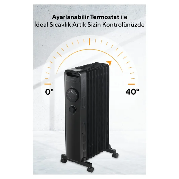 Kumtel Kum-1225s 9 Dilimli 2000 W Siyah Yağlı Radyatör - Görsel 8