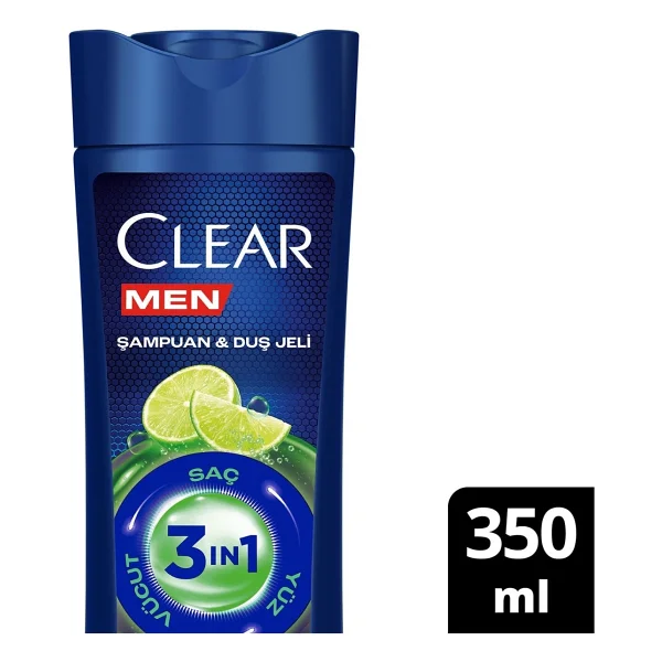 Clear Men 3 in 1 Lime Özü 350 ml Yağlanma Karşıtı Şampuan ve Duş Jeli