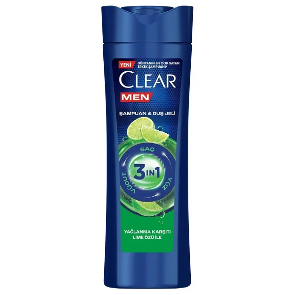 Clear Men 3 İn 1 Lime Özü 350 Ml Yağlanma Karşıtı Şampuan Ve Duş Jeli - Görsel 2