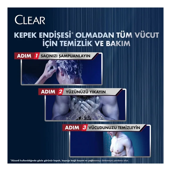 Clear Men 3 İn 1 Lime Özü 350 Ml Yağlanma Karşıtı Şampuan Ve Duş Jeli - Görsel 5