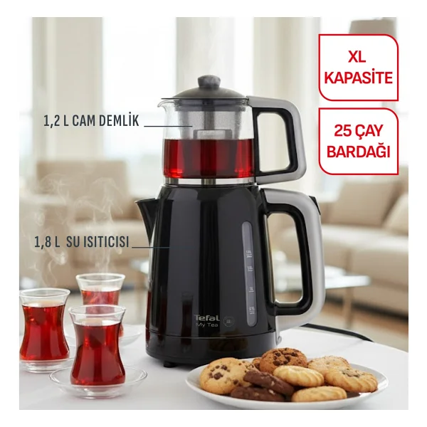 Tefal My Tea Siyah 1500 W Cam Demlikli Çay Makinesi - Görsel 7