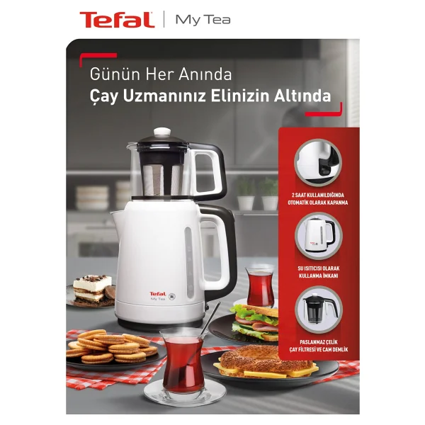 Tefal My Tea Beyaz 1500 W Cam Demlikli Çay Makinesi - Görsel 2