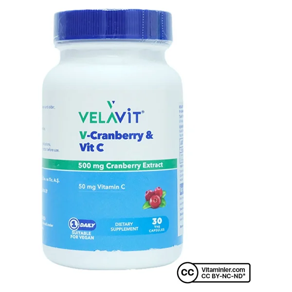 Velavit V-Cranberry Vitamin C 30 Kapsül - Görsel 4