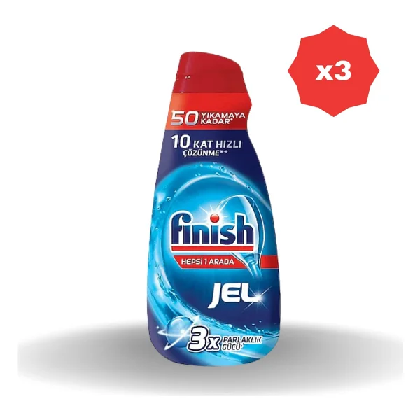 Finish Hepsi Bir Arada Konsantre 1000 Ml 3'lü Bulaşık Jel Deterjanı - Görsel 2