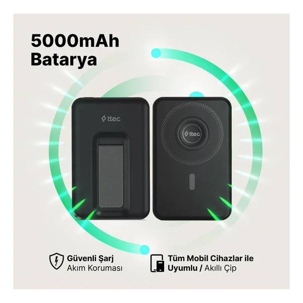 Ttec Recharger M 2bb239s 5000 mAh Hızlı Şarj Magsafe Powerbank - Görsel 10