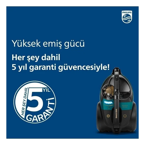 Philips Marathon Ultimate LED Işıklı Başlık, Kumandalı Kontrol Toz Torbasız Süpürge Allergy H13 Filtreli Temizlik + Turbo Başlık Hediyeli - Antrasit - Görsel 5