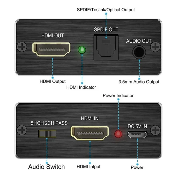 Anunnaki Hdmı + Audio Out Ayırıcı Extractor Converter Spdıf Toslink Optik 3.5mm Ses Çıkışlı 4K - Görsel 4