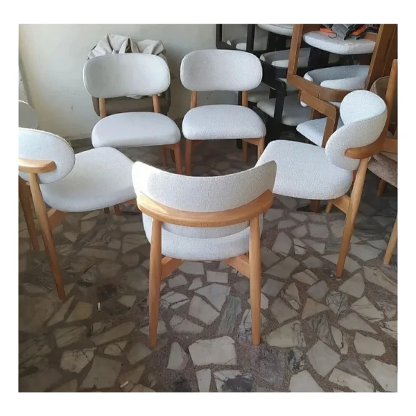 Norte Bohem 2'li Ahşap Ayaklı Silinebilir Kumaşlı Lugat Mutfak Yemek Sandalye - Natural - Görsel 5
