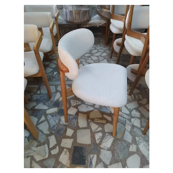 Norte Bohem 2'li Ahşap Ayaklı Silinebilir Kumaşlı Lugat Mutfak Yemek Sandalye - Natural - Görsel 6