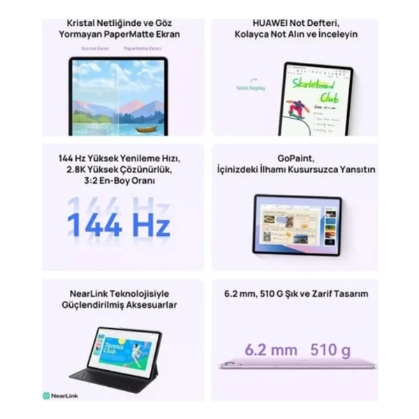 Huawei Matepad 11.5"S Papermatte Edition 256 GB Mor Tablet - Görsel 8
