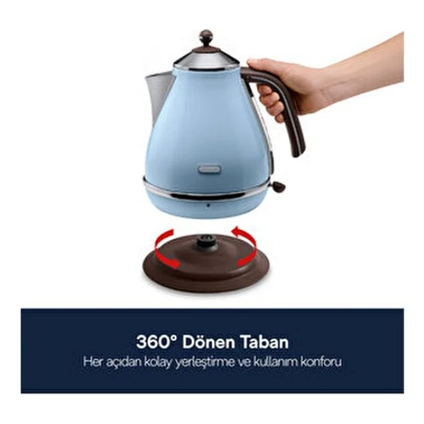 Delonghi Kbov 2001.Az Icona Vintage Mavi 2000 W 1.7 Lt Çelik Kettle - Görsel 3