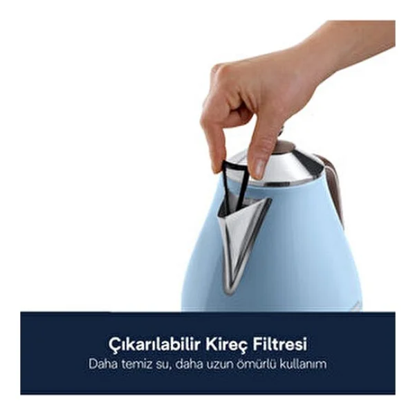 Delonghi Kbov 2001.Az Icona Vintage Mavi 2000 W 1.7 Lt Çelik Kettle - Görsel 4